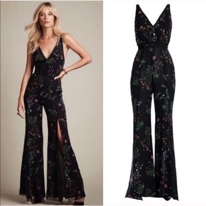 NICHOLAS Floral Jumpsuit Black Floral Print Silk 0